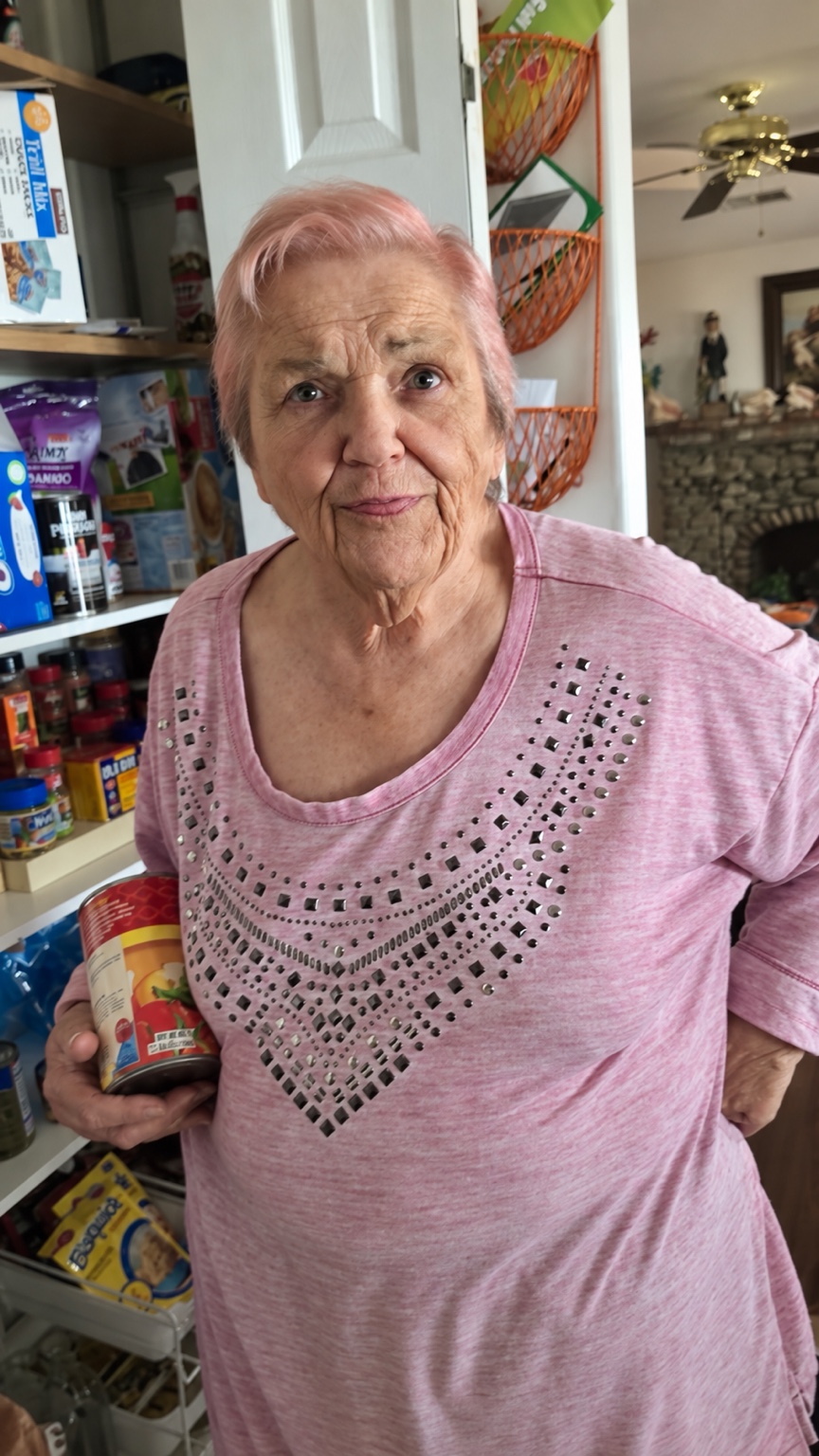 Gram making faces at me by the pantry.