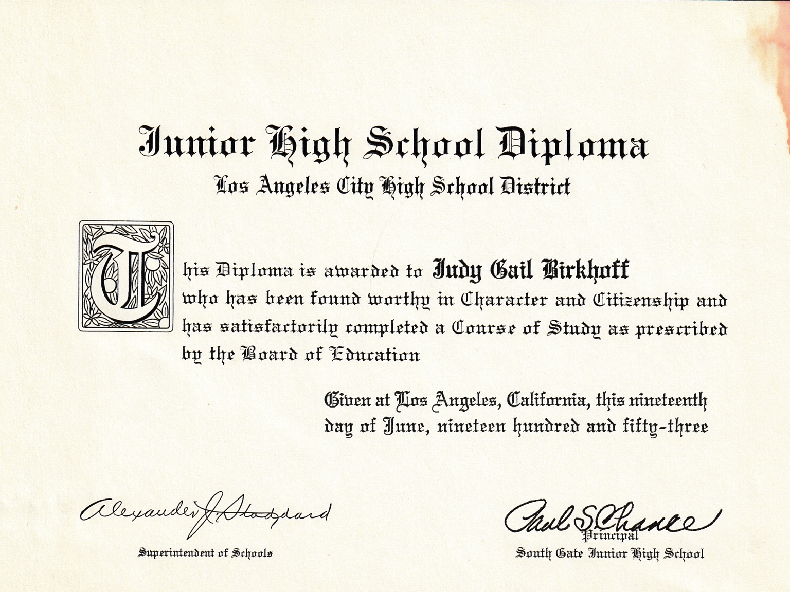 Junior High School Diploma